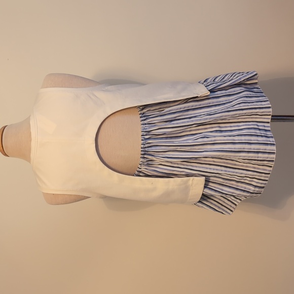 Anthropologie White and Blue Ruffled Tank Top - Picture 4 of 7